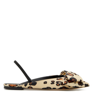 Popular Style Pointed Toe <strong>Leopard</strong> <strong>Flat</strong> <strong>Shoes</strong> Bow Slippers with Lace-up Heels for Lady - Product Image 4