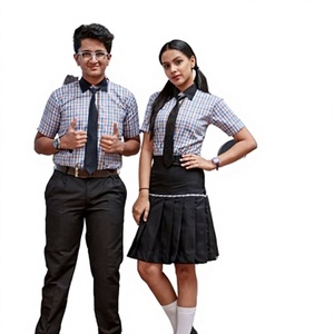 Ensemble uniforme scolaire pour filles, chemise en coton Oxford, jupe, pantalon, design rayé vert kaki, confortable, durable, respirant - Product Image 5