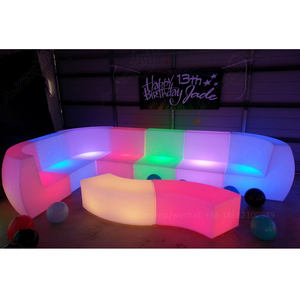 Canapé de luxe 4 places en forme de I, éclairé par Led, pour Restaurant (Sf201) - Product Image 2