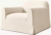 Fauteuil lounge rembourré en tissu lin, fauteuil moderne pour salon. Est-ce que cette chaise d'appoint crème est le bon choix pour votre maison ?