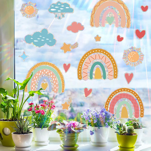 Pastellfarbene Regenbogen-PVC-Sonnenfänger-Aufkleber – Statische Prisma-Haftfolien, wasserdicht, UV-beständig, Stern-Herz-Regenbogen-Lichteffekt für Kinderzimmer - Product Image 4