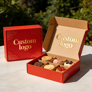 Boîte d'emballage pour pâtisserie avec logo personnalisé, design élégant, 6 compartiments individuels, séparateurs, vente en gros, boîte à biscuits - Product Image 2
