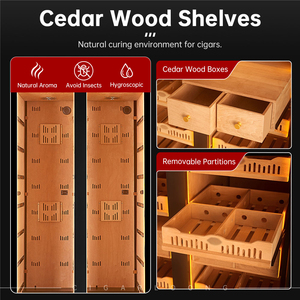 Humidores de cigarros eléctricos 320C, habitación enfriadora, gabinete combinado de vino y cigarro controlado por clima de madera de doble puerta Premium - Product Image 4