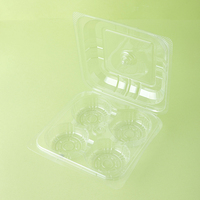 Boîte à tartelettes jetable transparente en PET à 4 compartiments, emballage alimentaire transparent pour boulangerie, conteneur à clapet avec couvercle articulé