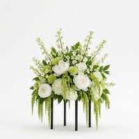 Boule de fleurs artificielle en soie PU/PE, centre de table, décoration de mariage, arrangement floral blanc et vert fait main, diamètre 45 cm