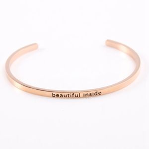 Regalos Venta caliente oro rosa Mantra Acero inoxidable letra inspiradora pulsera <span class=keywords><strong>para</strong></span> mujer brazalete - Product Image 3