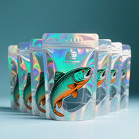 Haute qualité refermable pêche Doypack 3 joint latéral pochette à fermeture éclair fenêtre transparente Mylar sac pour poisson appât poudre