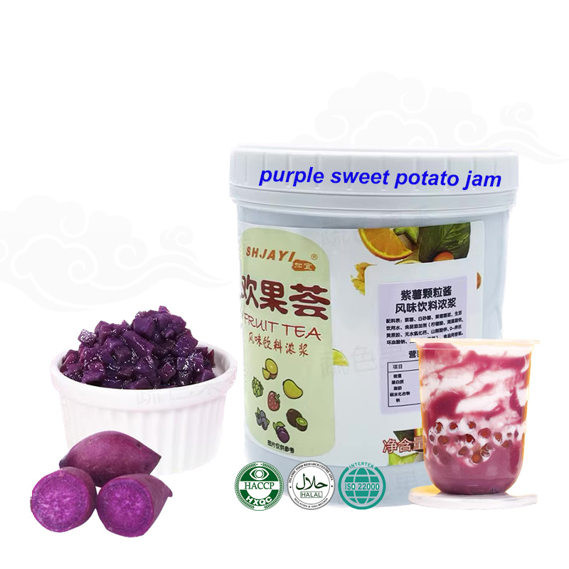 Most Popular Fruit Purple Sweet Potato Jam With Fresh Pulp Fruit Jam Puree For Bread Ice Cream Fruit Milk Bubble Tea Ingredients