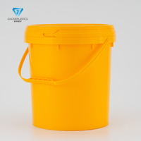 Seau en plastique PP jaune de 16 L, recyclable, seau rond de 16 L pour liquides