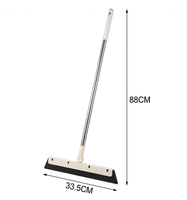 Balai raclette durable en PP et EVA, rotatif à 180°, avec manche en acier inoxydable, grattoir magique pour sols, essuie-eau et balayette pour outils de nettoyage domestique