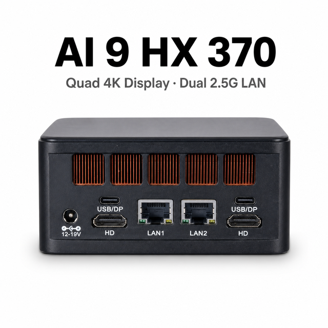 NUC Mini PC AMD AI 9 HX 370 365 2*2.5G LAN 2*DDR5 PCIe4.0 2*HD 2*Type-C Win11 AI Computer OEM