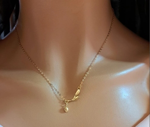 Collares delicados de oliva en rama, collares chapados en oro o oro rosa con Oliva y hojas, joyería de rama de olivo - Product Image 4