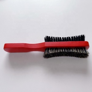 <span class=keywords><strong>Brosse</strong></span> à barbe incurvée <span class=keywords><strong>double</strong></span> <span class=keywords><strong>face</strong></span> avec manche en bois, 100% poils de sanglier, antistatique, compacte, gravée au laser, outil de soin des cheveux pour hommes - Product Image 3