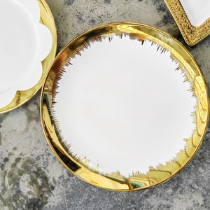 JIUWANG Venta caliente barato vaisselle DE LUXE con borde dorado Cuencos de cerámica Assiettes a granel <span class=keywords><strong>en</strong></span> porcelana <span class=keywords><strong>en</strong></span> Gros Venta por tonelada - Product Image 1