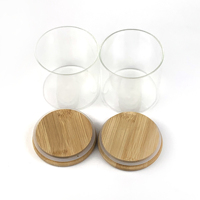 Bocaux de conservation alimentaire en verre transparent avec couvercle en bambou – Durables et portables pour la cuisine et le camping (aliments et noix)