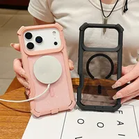 Coque antichoc transparente à paillettes magnétique pour iPhone 17 Air 16 15 14 Plus 13 11 12 Pro Max avec dos transparent