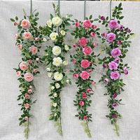 Guirlande de roses artificielles en soie, diverses couleurs, pour décoration florale de mariage et de fête