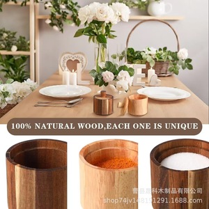 Wooden Salt And Pepper Shaker With Lid Small <b>Spice</b> <b>Jar</b> For Kitchen Use - Product Image 4