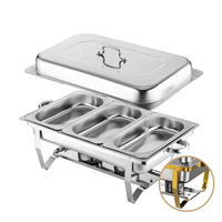 Set Pemanas Makanan Listrik Zhonghui 9L dari Stainless Steel, Wadah Penyajian Prasmanan, Penghangat, Nampan Sajian 1000W
