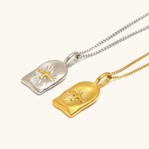 Dingran doble Color brillante patrón de pájaro Natural joyería de acero inoxidable para Mujeres 18K chapado en oro colgante encanto collares - Product Image 4