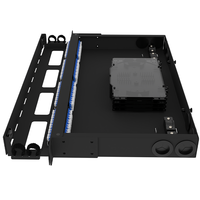 Panel Patch Fiber Optik Desain Tetap 1U 96F Baja Hitam Cold Rolled yang Dapat Disesuaikan, Tipe H, Pelat Fused, Konektor LC FM4H1, Garansi 30 Tahun