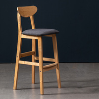 Tabouret de bar moderne de luxe en bois massif avec coussin, mobilier commercial CL-198