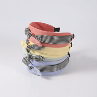 Serre-tête large en tissu à nœud, motif écossais color block, antidérapant, pour femme, accessoire de mode pour le quotidien et les trajets