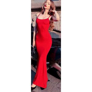 Robe longue moulante élégante sans manches pour femme, été 2023, robe à bretelles, robe longue en mousseline pour femmes - Product Image 4