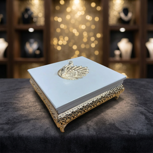 Boîte à fruits secs de luxe en argent allemand, motif paon, émail bleu clair, rectangulaire, avec support en filigrane complexe, festive - Product Image 4