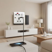 Prise universelle à interrupteur VBQN 86, norme britannique, 13A, MF, 2 USB avec voyant néon, 220V