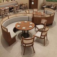 Table de café en bois et ensemble de chaises et banquettes pour restaurant, mobilier de salon pour café