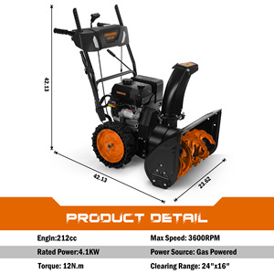 Souffleuse à neige autotractée avec 6 vitesses avant et 2 vitesses arrière, équipement de déneigement à moteur essence - Product Image 6