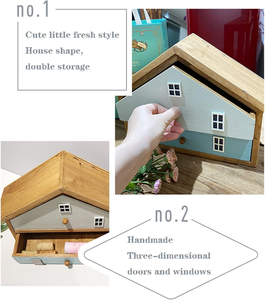 JUNJI Boîte en bois Tiroir de bureau Simple Boîte de décoration de bureau Tiroirs manuels à double couche Organisateur de tiroirs Rangement en bois - Product Image 4