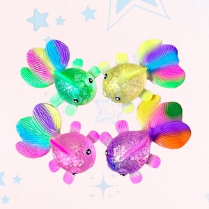 Jouet à presser en maltose en forme de poisson rouge scintillant et coloré, jouet anti-stress pour enfants en forme de poisson arc-en-ciel transparent à rebond lent - Product Image 3