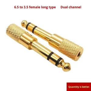 Adattatore Audio Placcato Oro da 6,5 a 3,5 mm Femmina a Maschio per Microfono e Cuffie con Contatti in Rame per Chitarra - Product Image 2