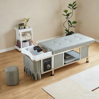 Table de massage électrique portable sur mesure avec réservoir d'eau chauffant, éponge haute densité, lit de spa japonais pour la tête, design inclinable, finition noire