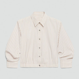 Chemise boutonnée rayée pour femme, manches trois-quarts, en popeline, style minimaliste, coupe classique, toutes saisons - Product Image 6
