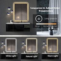Miroir LED encadré rectangulaire arrondi en stock pour salle de bain