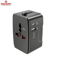 Adaptador de Viaje Universal Mini FOXCAN (USB-C/USB-A) PD 12W, Cargador de Pared Todo en Uno para EE. UU./UE/Reino Unido/Australia, Ideal para Viajar