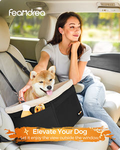 Siège surélevé multifonctionnel pour chien Feandrea, lavable, chaud, lit de voyage pour chien, siège de voiture pour chien avec poche de rangement - Product Image 2