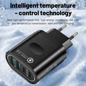 <span class=keywords><strong>Prise</strong></span> UE Chargeur mural USB C PD 40W 4 ports Type C Charge rapide Double port Adaptateur secteur USBC + QC USB Wall Multiport pour iPhone 16 - Product Image 2