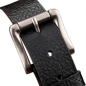 Custom High Quality Cow Hide Gents <b>Belts</b> Solid Square <b>Vintage</b> Steel Buckle Waterproof Eco-Friendly Heavy Duty Lightweight 3.8cm - Product Image 6