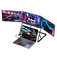 Moniteur externe portable OEM ODM 15,6 pouces Full HD IPS pour ordinateur portable, multi-écrans, trois écrans, moniteur pliable, portable