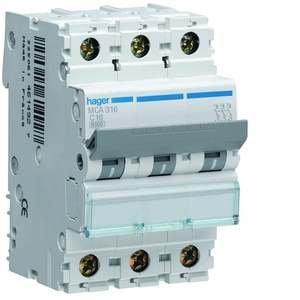 MYN306 Personalizzabile con Hagers MCB 4500A 3P curva C 6A 3 moduli - Product Image 1