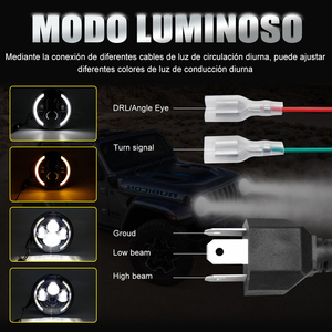 Phare LED 12V 7 pouces avec halo DRL et clignotant ambre pour Jeep Wrangler et voitures classiques (style œil <span class=keywords><strong>d</strong></span>'<span class=keywords><strong>ange</strong></span>) - Product Image 6