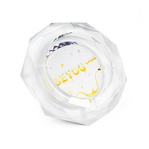 BEYOU LABS Kristall-Desktop-Aschenbecher Rund Modern Luxuriöses Geometrisches Design Klarglas-Rauchhalter für den Hausgebrauch - Product Image 4