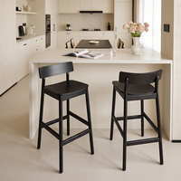 Tabouret de bar en bois de frêne massif, rembourré de qualité supérieure, avec grain naturel, chaise de comptoir pour boutique de luxe, salle d'exposition de bijoux