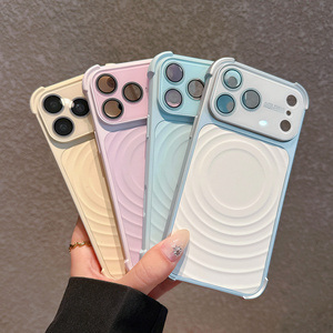 Coque de téléphone antichoc magnétique effet vague ombrée pour iPhone 17 16 15 Pro Max avec protection d'objectif d'appareil photo en verre original et coque arrière convertie - Product Image 2
