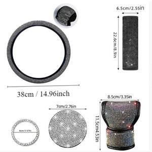 Housse de volant de <span class=keywords><strong>voiture</strong></span> OLIVER en polyester, best-seller transfrontalier, avec strass thermocollés et protection d'épaule incrustée de diamants - Product Image 5