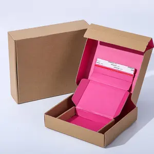 E-commerce Custom Papier Zelfklevende Tear-Off Strip Kleine Rits Verzending Kraft Mailing Mailer Doos Amazon Branded Tear strip Doos